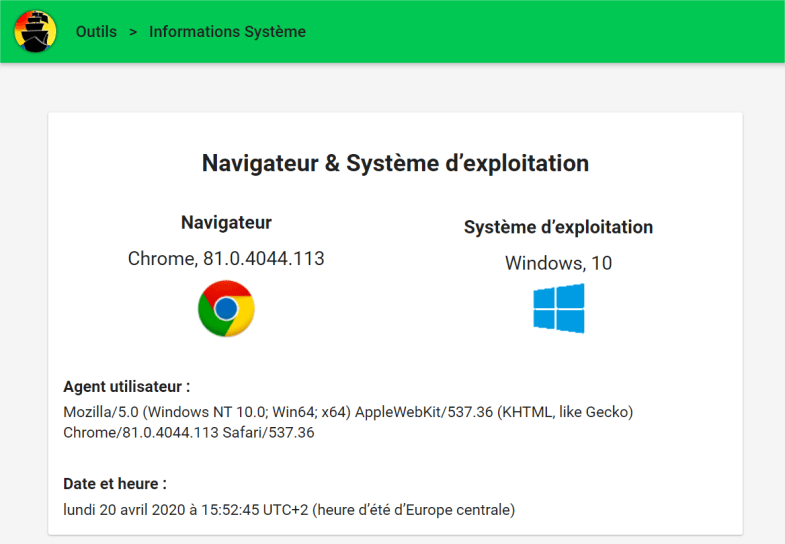 Trouver les informations de votre navigateur - le hollandais volant 