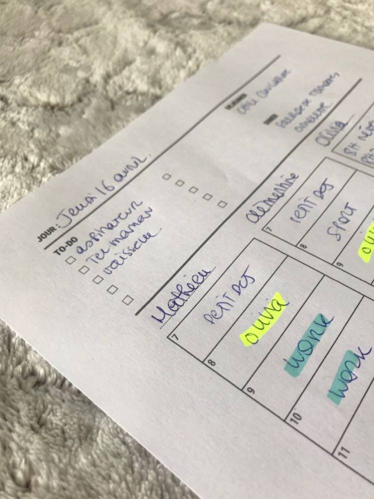 Planning journalier - Un café avec Clémentine